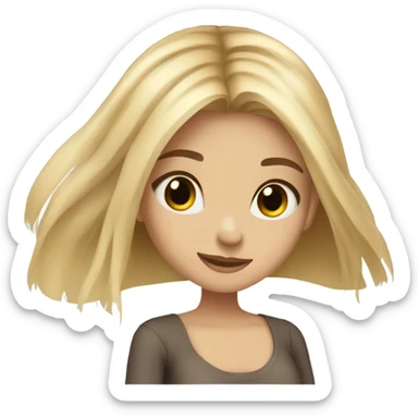 blonde straight hair, brown eyes girl, long hair sticker