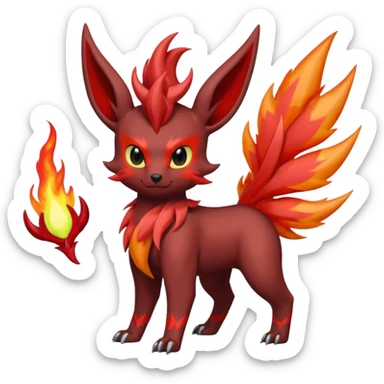 Pastel iridescent exotic colorful Darkrai-Scizor-Flareon-fusion with fiery horns and a Mohawk  sticker