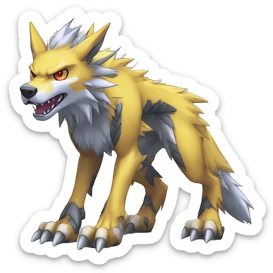  Cool Edgy Digimon-Fakemon-Garurumon-Loogamon-Dorulumon-Wolf full body sticker
