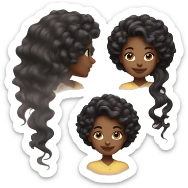 Creates an emoji of lite-skinned girl with wavy and black hair sweeping sticker