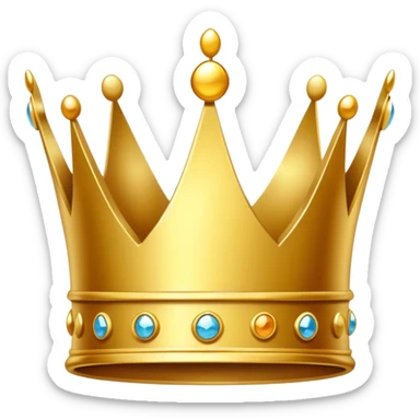 A simple, cartoon-style golden crown, floating on its own and slightly sparkling to convey a premium, regal feel. sticker