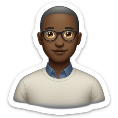 Lights skin African man with short hair in round glasses and a noticeable goatte sticker
