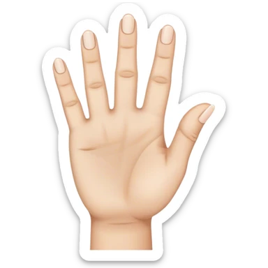 hand palm out with pointer, middle, and thumb fingers sticking straight out with ring and pinky finger closed sticker