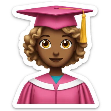 Girl wearing pink graduation gown sticker