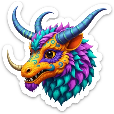 exotic tropical horned ornate furry Asian painted cyber-Sleuth-Loyd-Garmaddon-Litten-Linoone-Noibat-Fakémon-Pokémon-Vernid-creature sticker