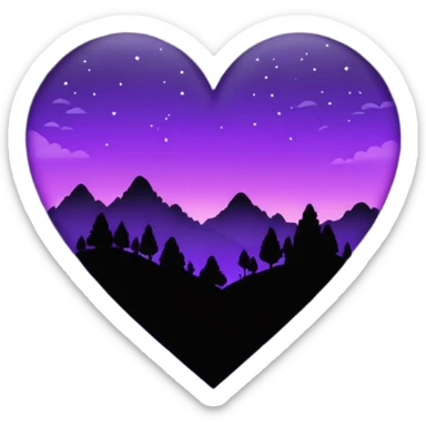 emo heart with night sky and purple haze sticker