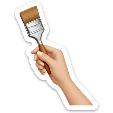 hands holding a paintbrush painting on a canvas, simple and friendly sticker