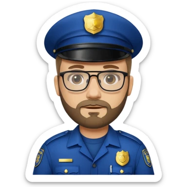 Police officer with glasses and beards(different uniform) sticker