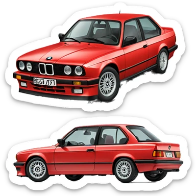 red 1991 bmw e30 318is sticker