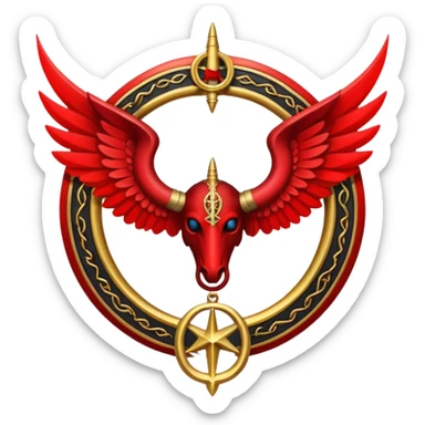 Holy Emblem with black wings and horn and red tetragrammaton in the middle sticker