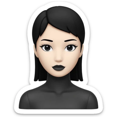 Matte black mannequin in the style of a default avatar. Monochrome with no lines. The eyes should be as matte black as the hair. sticker