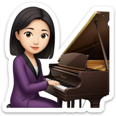 Asian woman playing piano  sticker