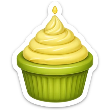 Erstelle eine Birne mit einem Stück geschmolzener Butter  sticker