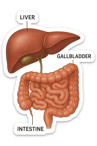 Connessione visiva, fegato , intestino e cistifellea sticker