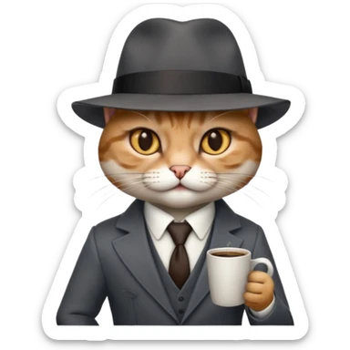 cat corleone mafia coffe sticker