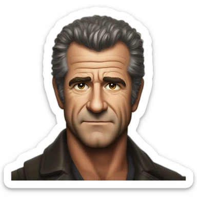 Mel Gibson portrait without smile sticker