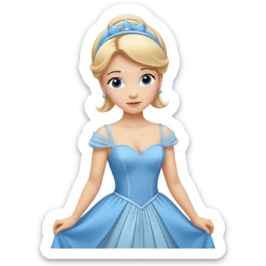 cendrillon on voit juste le buste elle est blonde avec les cheveux releve et un serre tete bleu ciel et elle porte une robe de soirée bleu ciel sticker