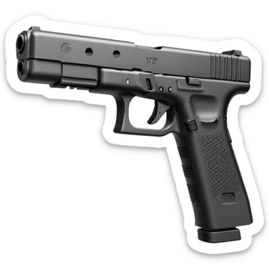 Glock 17 with an extended magazine and a clear legible engraving "N Block 17" sticker