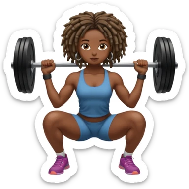 Black girl with locs squatting a barbell sticker