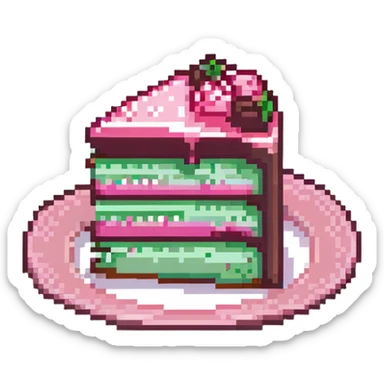 slice of cake with pink frosting sticker