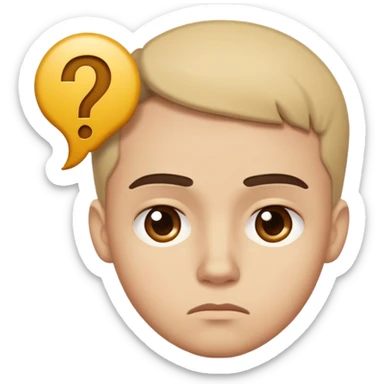 face showing doubt with a raised eyebrow and a question mark beside it sticker