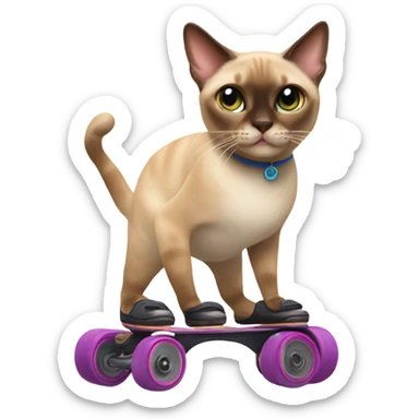 A cinnamon point Siamese cat roller scating sticker