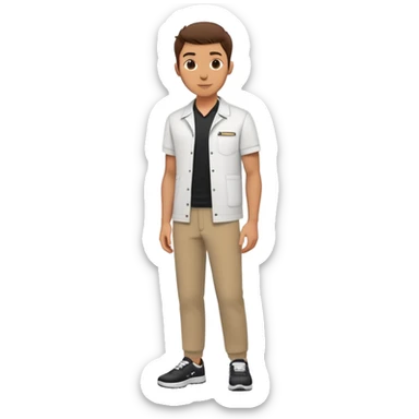White collared shirts underneath Dark chino pants Comfortable sneakers/loafers Minimalist company logo pin on left chest Designed for outdoor mobility while maintaining professional cohesion. Need any specific adjustments?  sticker