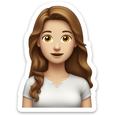 Brunette girl with shirt and brown wavy hair and white skinned girl with auburn long straight hair sticker