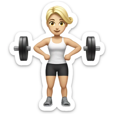 White lady working out with heavy weights sticker