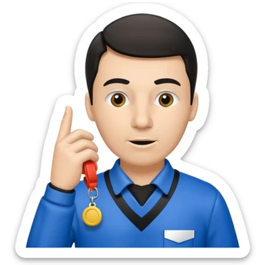 Referee, hold the whistle, blue cloth sticker