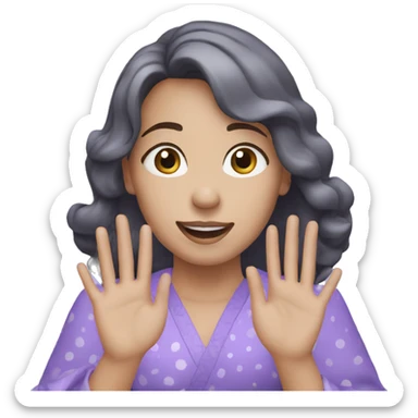 A girl with lavender kurti white spots clapping sticker