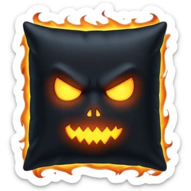 a black  pillow with dark aura coming out of it with a scary face  sticker