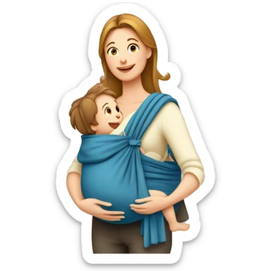 European Babywearing mom with baby in storchenwiege carrier sticker