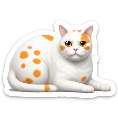 white cat with a lot of orange spots, fat, full body sticker