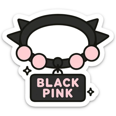 BLACKPINK-inspired gothic bracelet, no hearts, kawaii style, cute and stylish, black and pink colors sticker