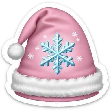 Light pink Santa hat with sparkly snowflakes sticker