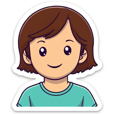 a girl with brown hair and brown eyes smiling sticker