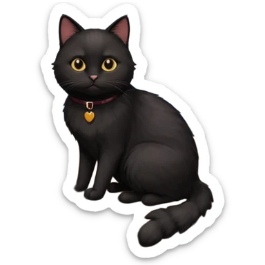 black office cat working at its desk sticker