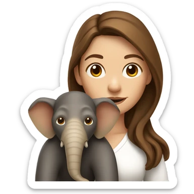 French woman with long brown hair, with a monkey on her shoulder, riding an elephant sticker