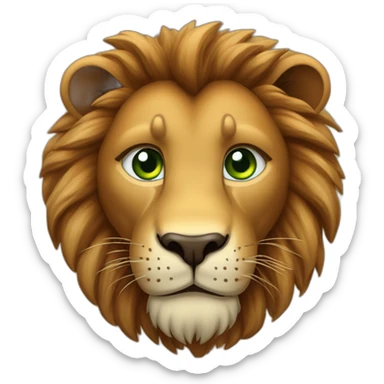 Lion fourrure marron crinière marron foncée yeux verts sticker