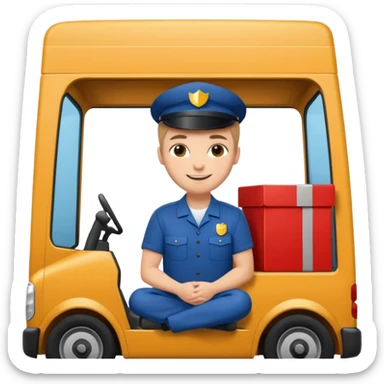 create a realistic emoji of a logistic worker parking and resting  sticker