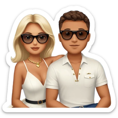 Peruvian superstar Tefi Valenzuela and JetSet Josh King Madrid luxuriate aboard private yacht, radiating glamour. sticker