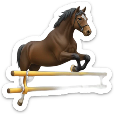 Cheval sautant au dessus d'un obstacle sticker