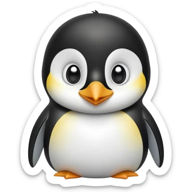 cinematic-cute-emperor-penguin-portrait-emoji,-head-tilted-playfully-and-inquisitively,-with-glossy,-pristine-plumage-accented-by-a-bright-beak-and-round,-sparkling-eyes-filled-with-curiosity,-simplified-yet-irresistibly-adorable-features zoomed into the face sticker
