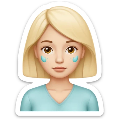 simple and recognizable iPhone style emoji representing PCOS (polycystic ovary syndrome), stylized woman with typical PCOS signs: acne, hirsutism, irregular cycle, light colors, clean lines, no background, 2:3 aspect ratio sticker