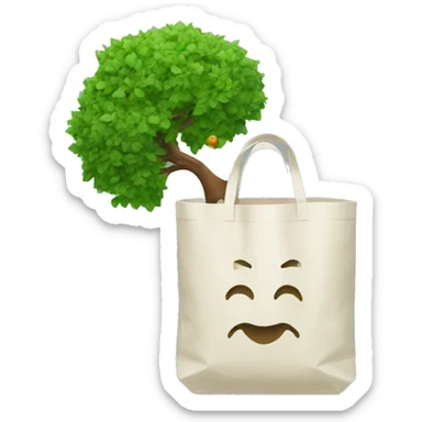 a new bag made with recycle plastic  carrying a tree sticker