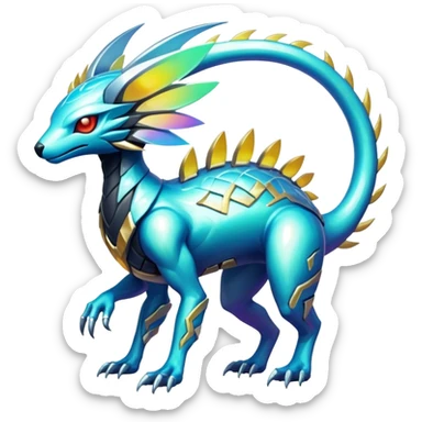  Shiny exotic tropical iridescent cyber-Protogen-Fakémon-Pokémon-Vernid-creature sticker