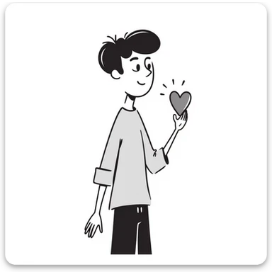 Handsome boyfriend figure with heart, casual style sticker