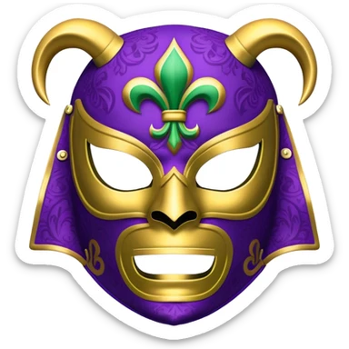 Louisiana themed luchador mask with fleur-de-lis and Mardi Gras colors sticker