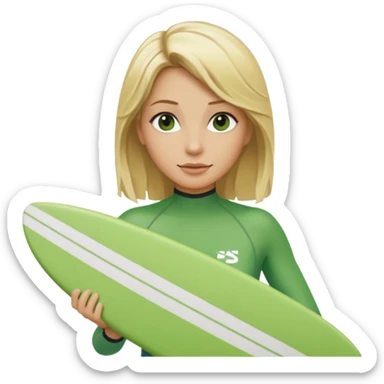 blonde hair green skin woman with surfboard sticker